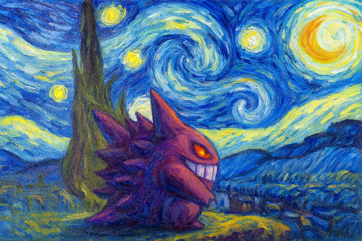 La noche estrellada con Pokémon